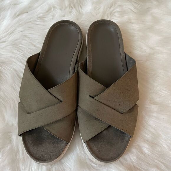 Vionic Lou Leather suede gray straps platform sandals size 8 - Picture 1 of 10